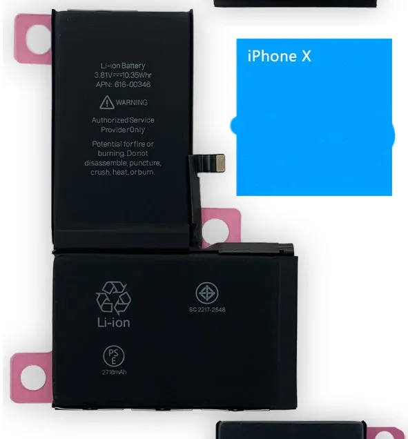 iPhone lithium battery replacement with 2501-3000mAh capacity for multiple models 4G to 15Pro Max