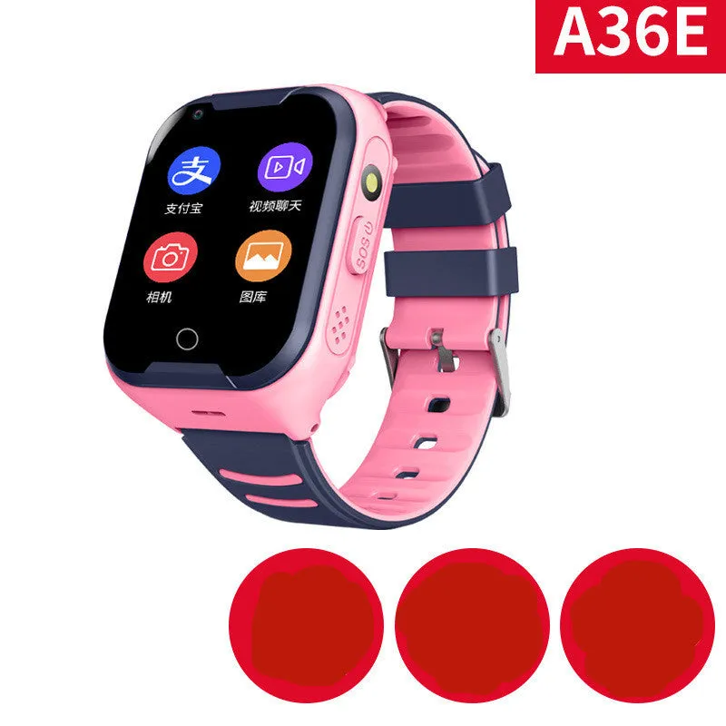 Blue children's smartwatch with a 1.44-inch screen on a silicone strap for video calls and GPS
