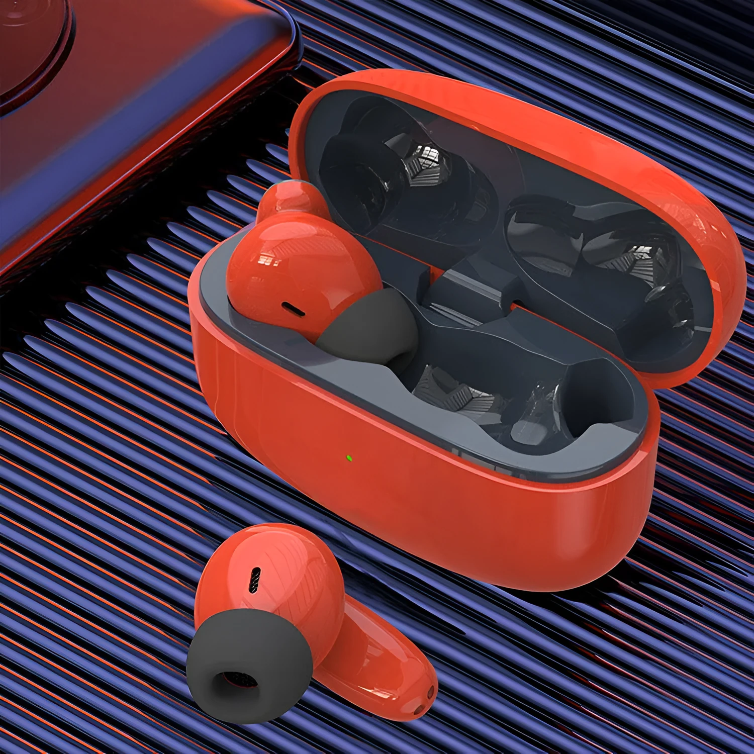 Wireless in-ear Bluetooth headset with F13 titanium membrane speaker, Type-C charging case, available in black, green, red, white