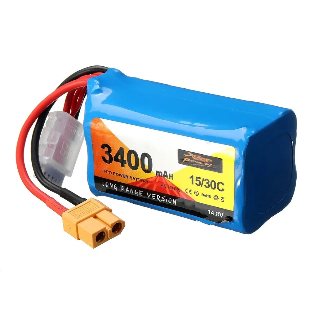 ZOPPower 14.8V 3400mAh 4S lithium-ion battery pack with XT60 and T head connectors