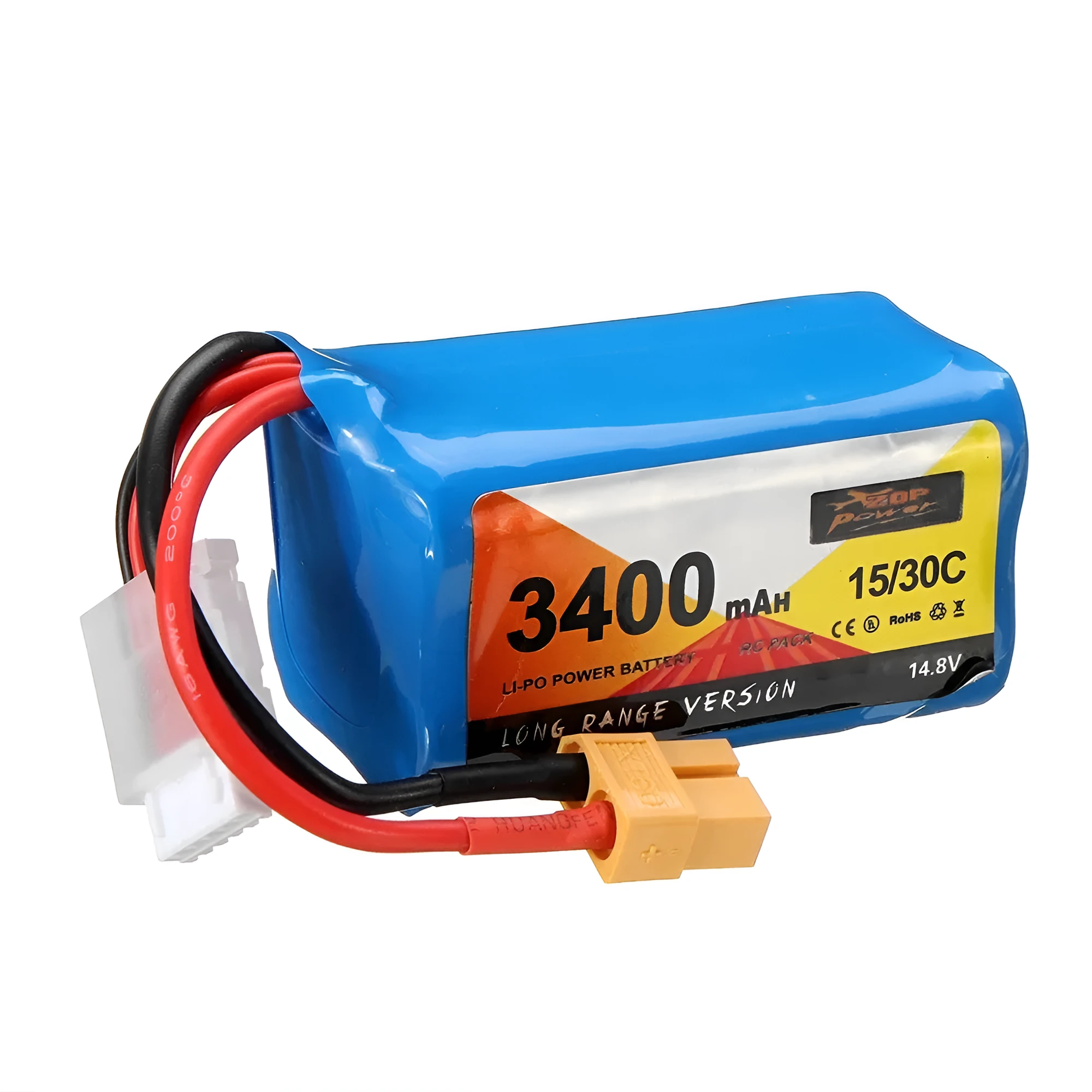 ZOPPower 14.8V 3400mAh 4S lithium-ion battery pack with XT60 and T head connectors