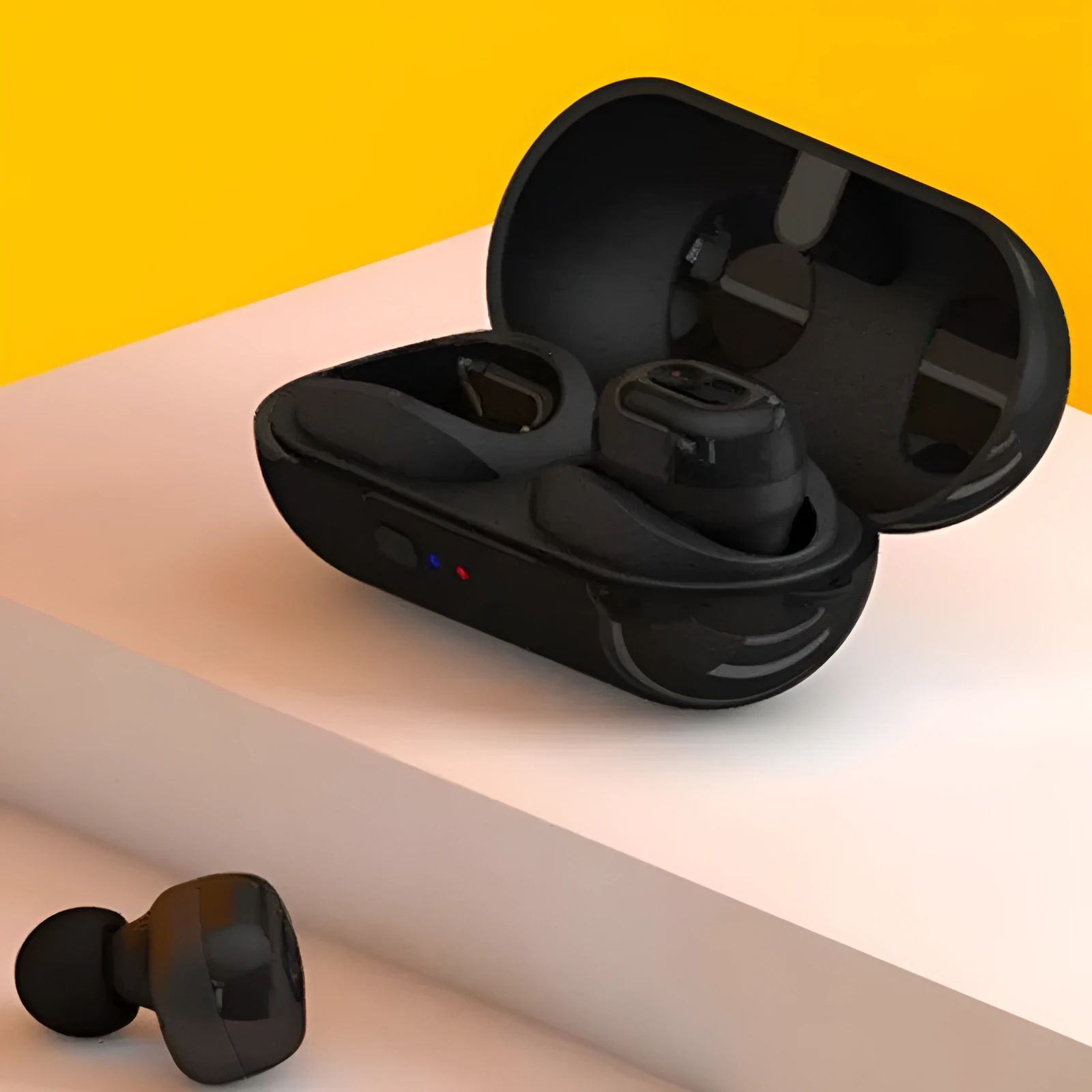 TWS Mini Touch True Wireless Bluetooth Headset black earbuds with charging case