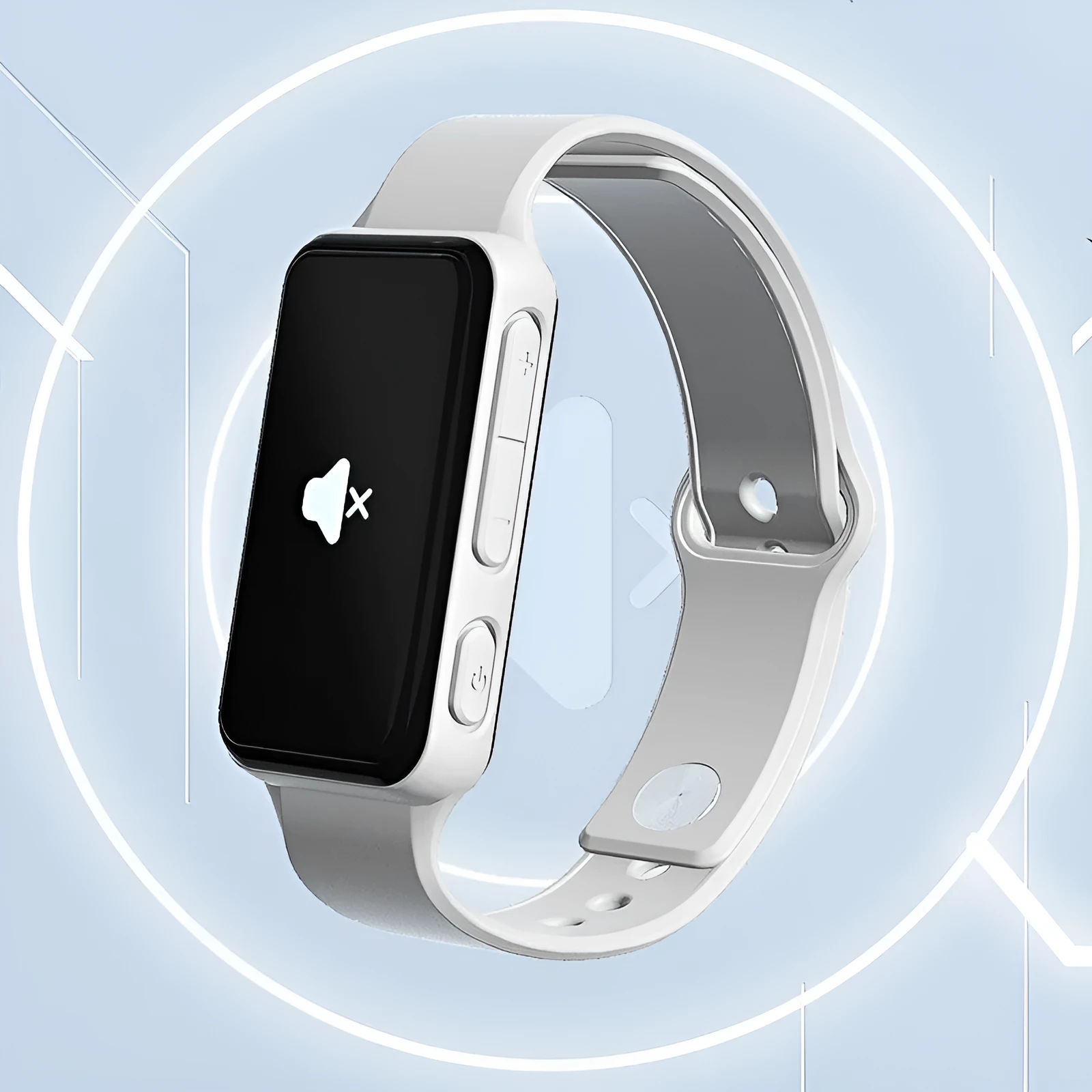 Anti-fatigue Bluetooth smart reminder bracelet with LCD screen and silicone strap in small program black