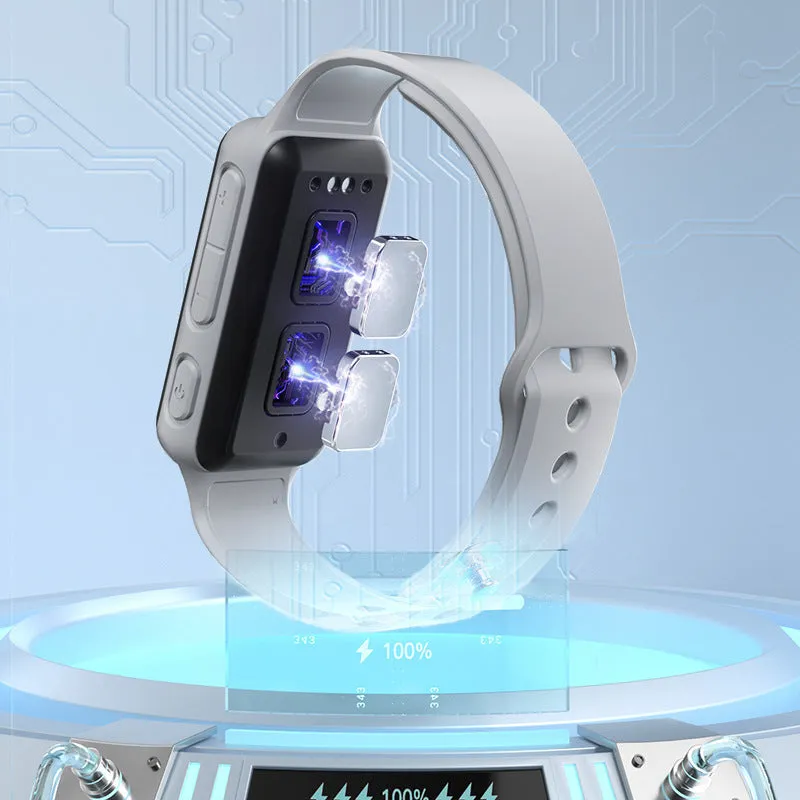 Anti-fatigue Bluetooth smart reminder bracelet with LCD screen and silicone strap in small program black