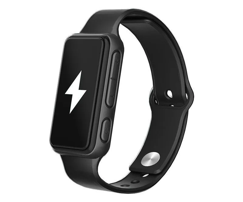 Anti-fatigue Bluetooth smart reminder bracelet with LCD screen and silicone strap in small program black