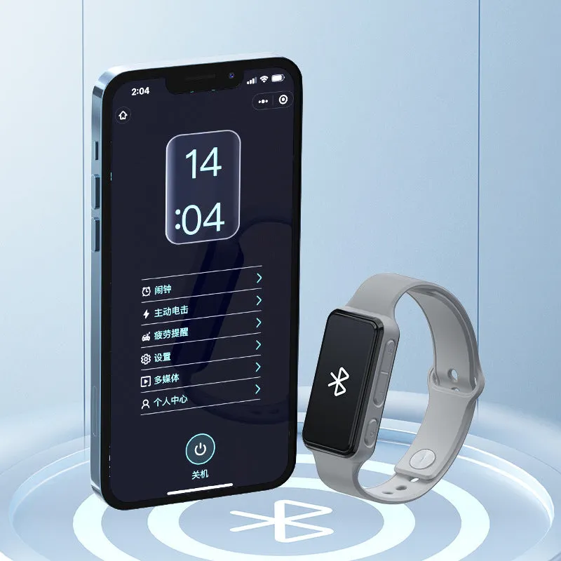 Anti-fatigue Bluetooth smart reminder bracelet with LCD screen and silicone strap in small program black