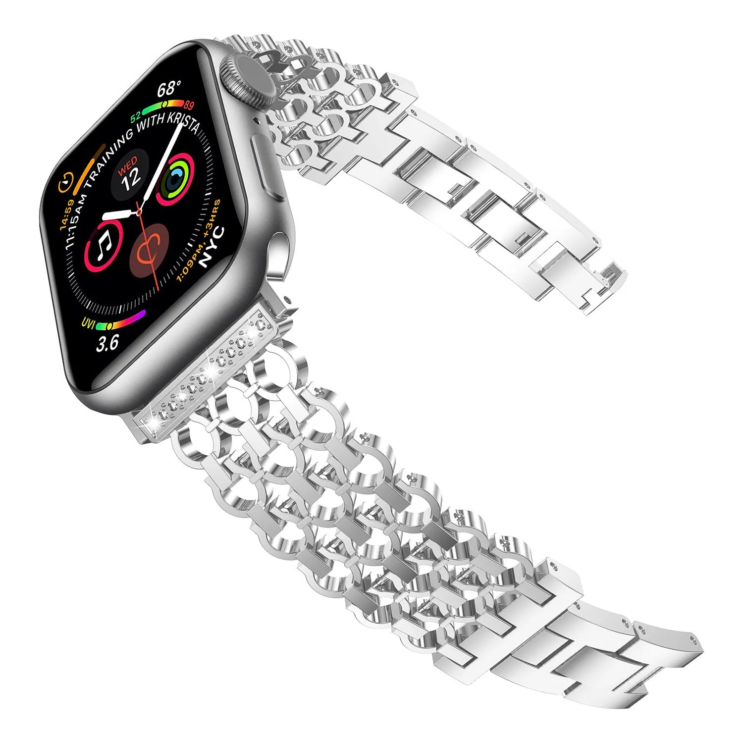 Stainless steel mesh detachable metal watch strap for iWatch in black finish with metal clasp