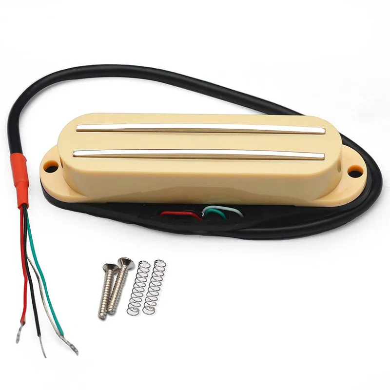 Electric guitar double-coil pickup with black plastic wire clamp and ceramic magnets for ST/SQ circuit modification
