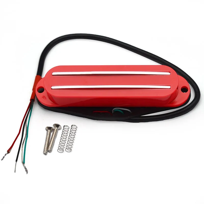 Electric guitar double-coil pickup with black plastic wire clamp and ceramic magnets for ST/SQ circuit modification