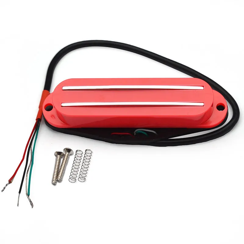 Electric guitar double-coil pickup with black plastic wire clamp and ceramic magnets for ST/SQ circuit modification