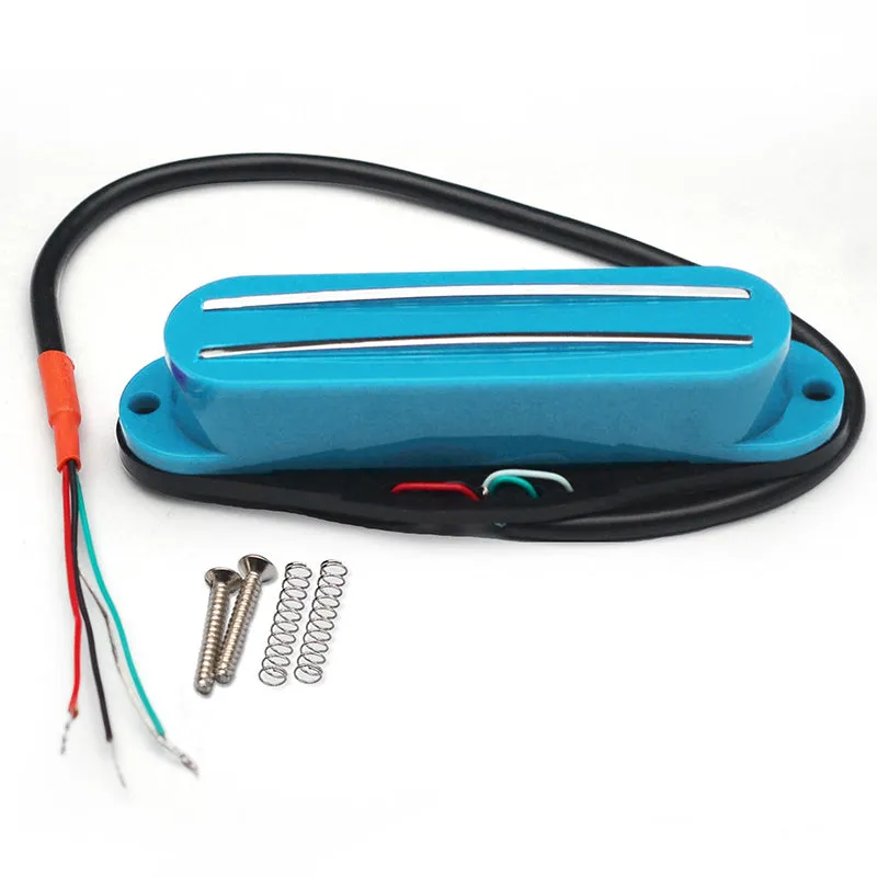 Electric guitar double-coil pickup with black plastic wire clamp and ceramic magnets for ST/SQ circuit modification