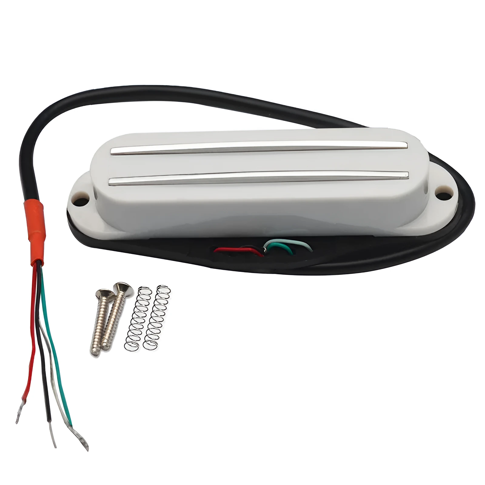 Electric guitar double-coil pickup with black plastic wire clamp and ceramic magnets for ST/SQ circuit modification