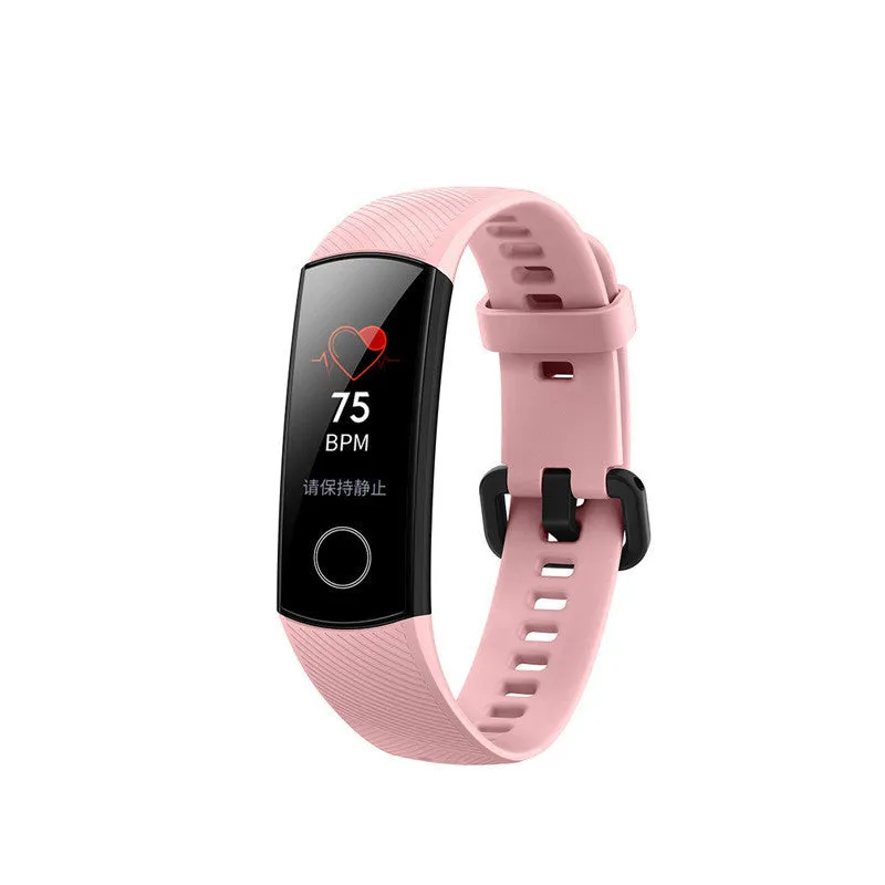 Silicone waterproof swimming heart rate sleep bracelet in black, blue, and pink with USB charger