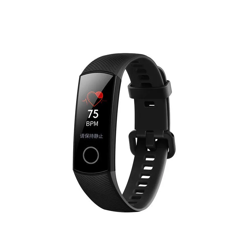 Silicone waterproof swimming heart rate sleep bracelet in black, blue, and pink with USB charger