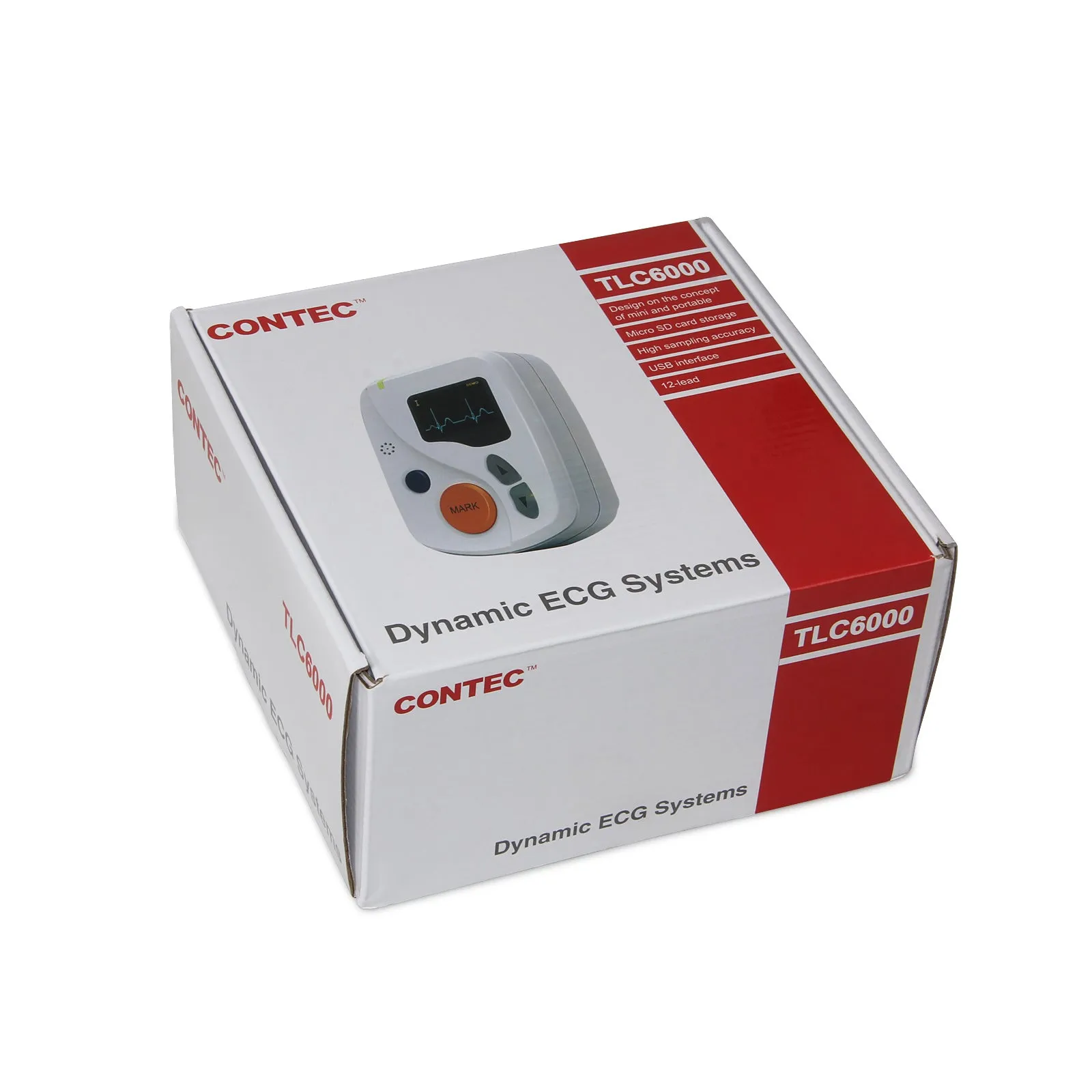CONTEC TLC6000 12-lead Holter monitor with lead cable and PC software interface