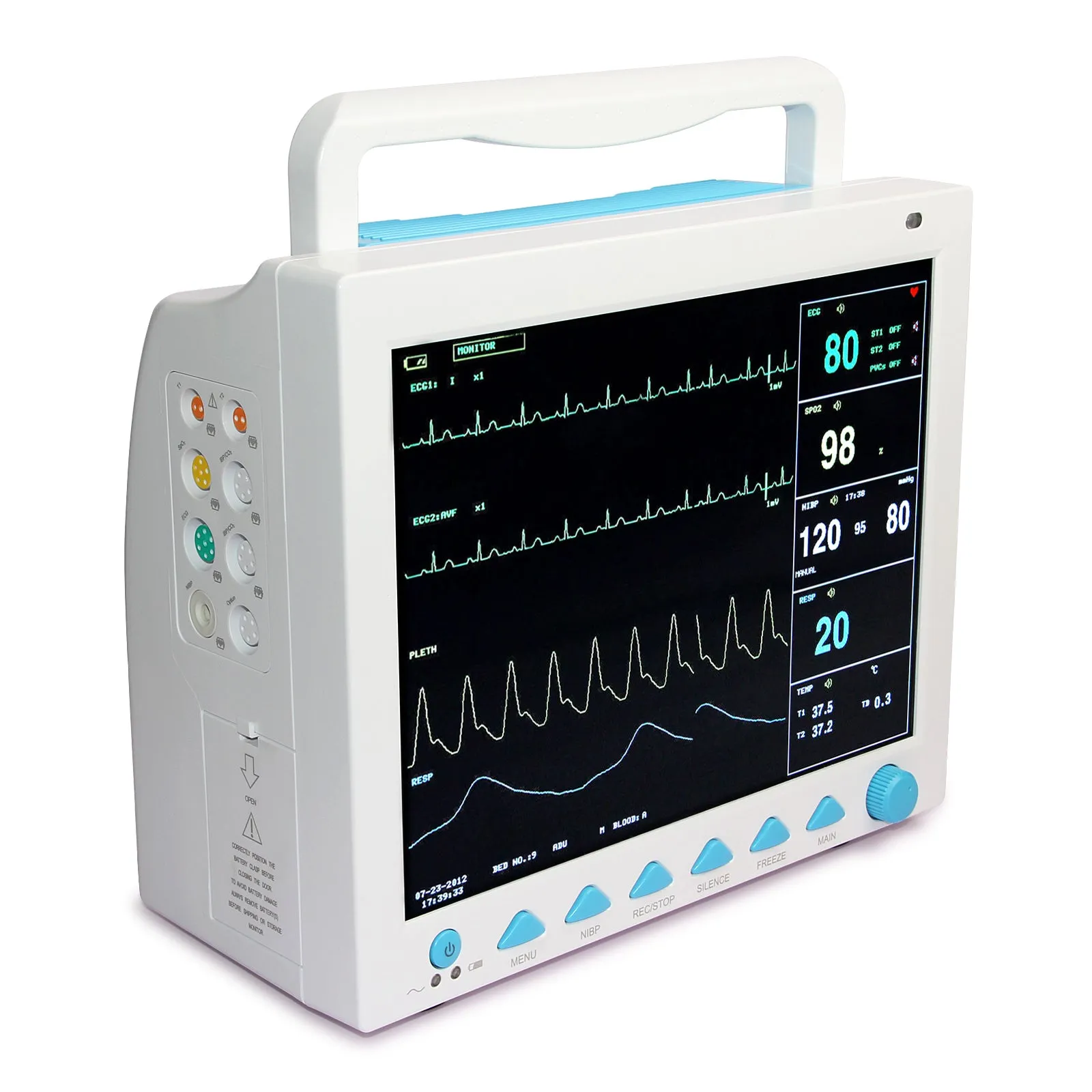 12.1 inch colour TFT LCD vital signs patient monitor CMS8000 with ECG NIBP SpO2 parameters for ICU CCU use