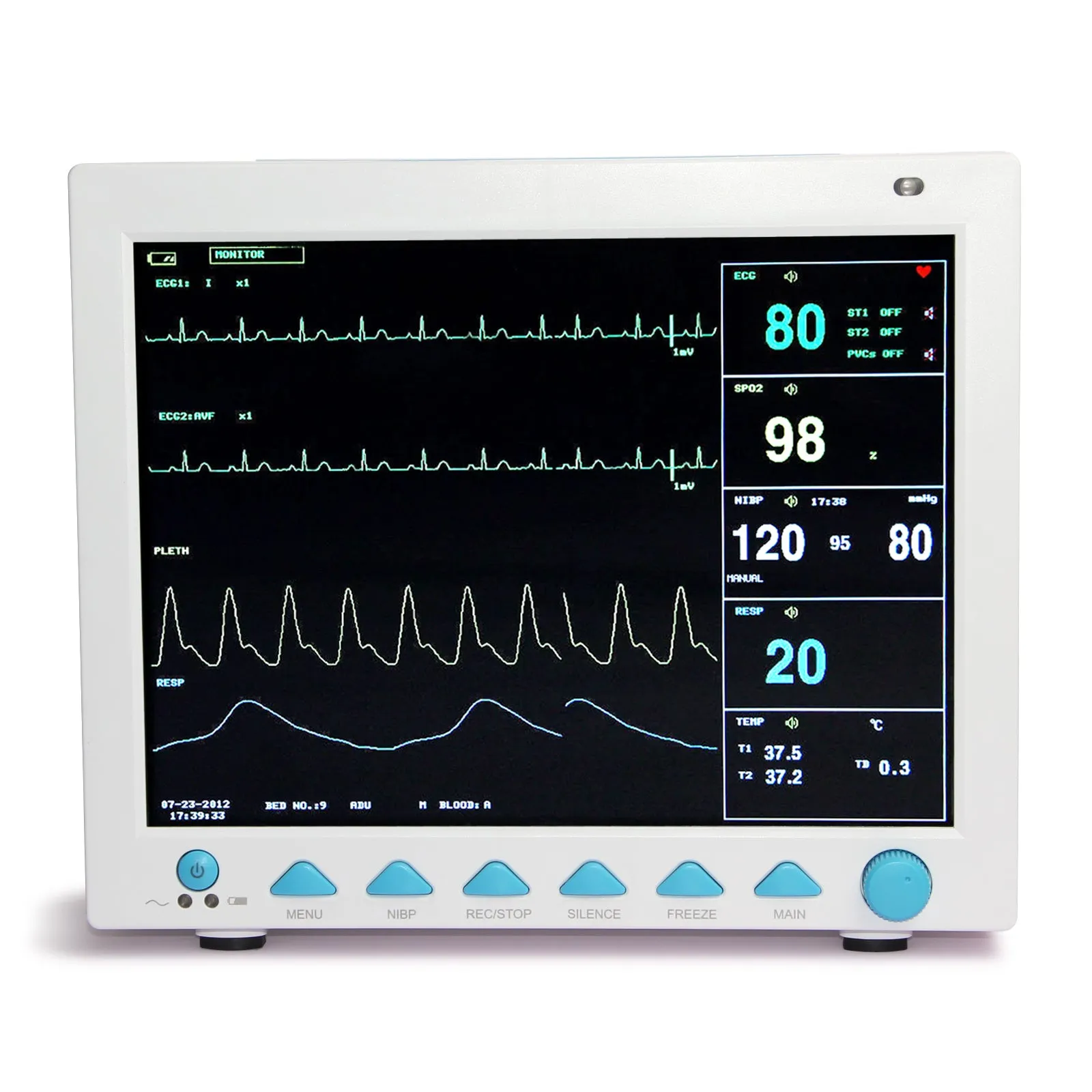12.1 inch colour TFT LCD vital signs patient monitor CMS8000 with ECG NIBP SpO2 parameters for ICU CCU use
