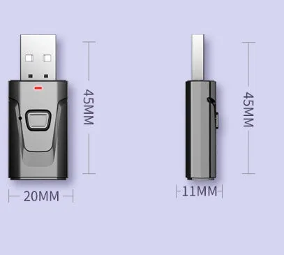 Bluetooth 5.0 car adapter receiver USB and 3.5mm interface in black colour