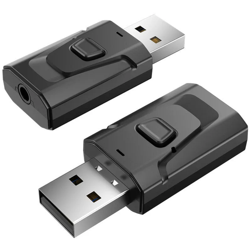 Bluetooth 5.0 car adapter receiver USB and 3.5mm interface in black colour