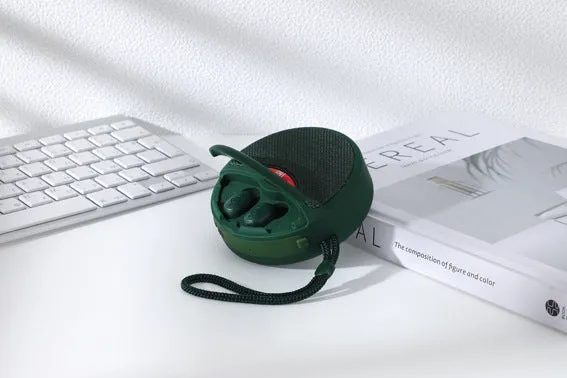 TG808 outdoor Bluetooth speaker with headset in black, showing horn and controls
