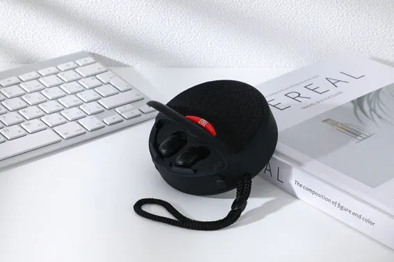 TG808 outdoor Bluetooth speaker with headset in black, showing horn and controls