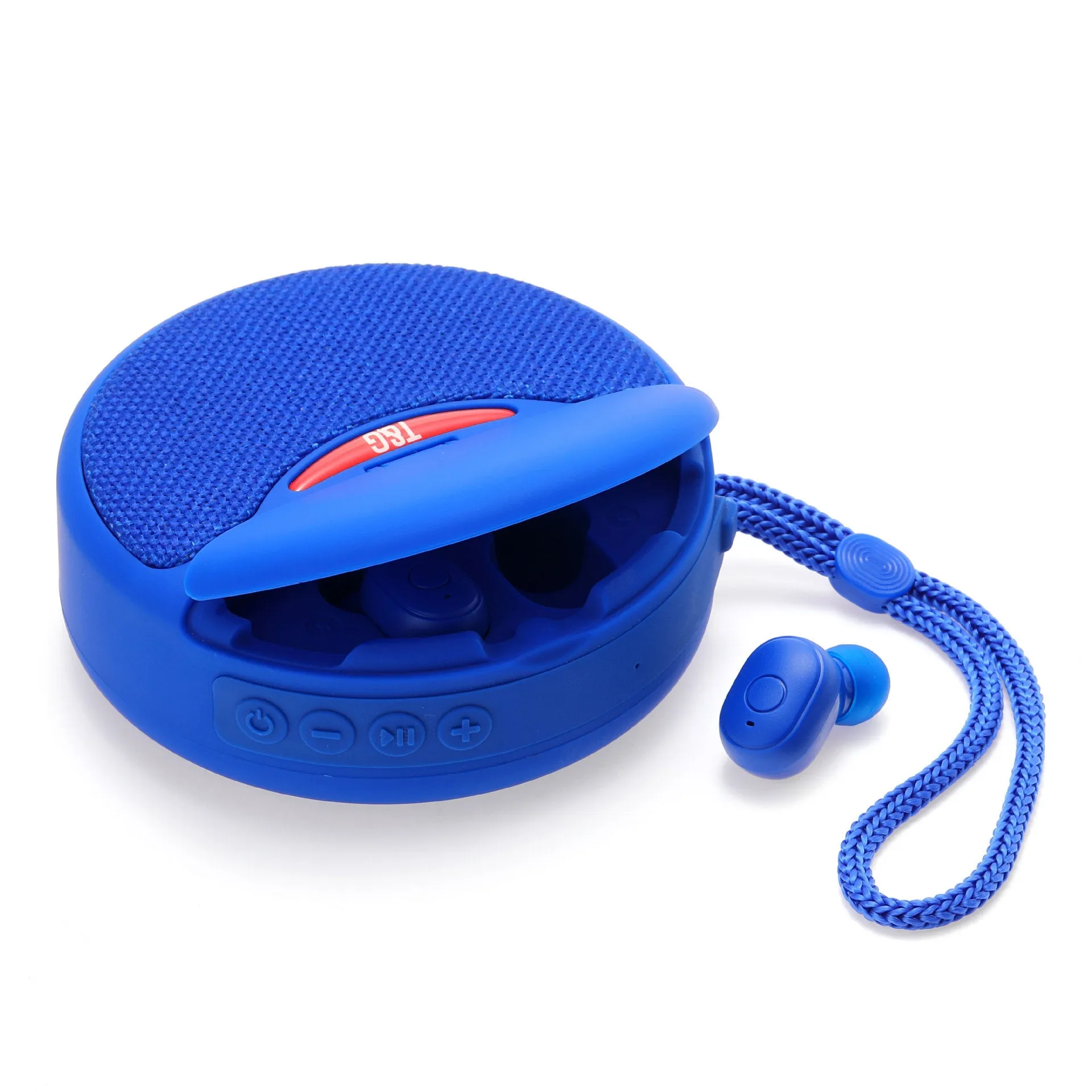 TG808 outdoor Bluetooth speaker with headset in black, showing horn and controls
