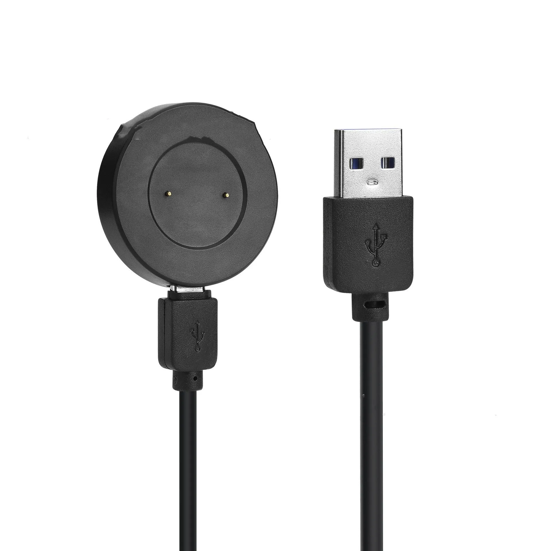 Smart watch magnetic charger base in black with Type-C interface, 40x10mm size on a desk