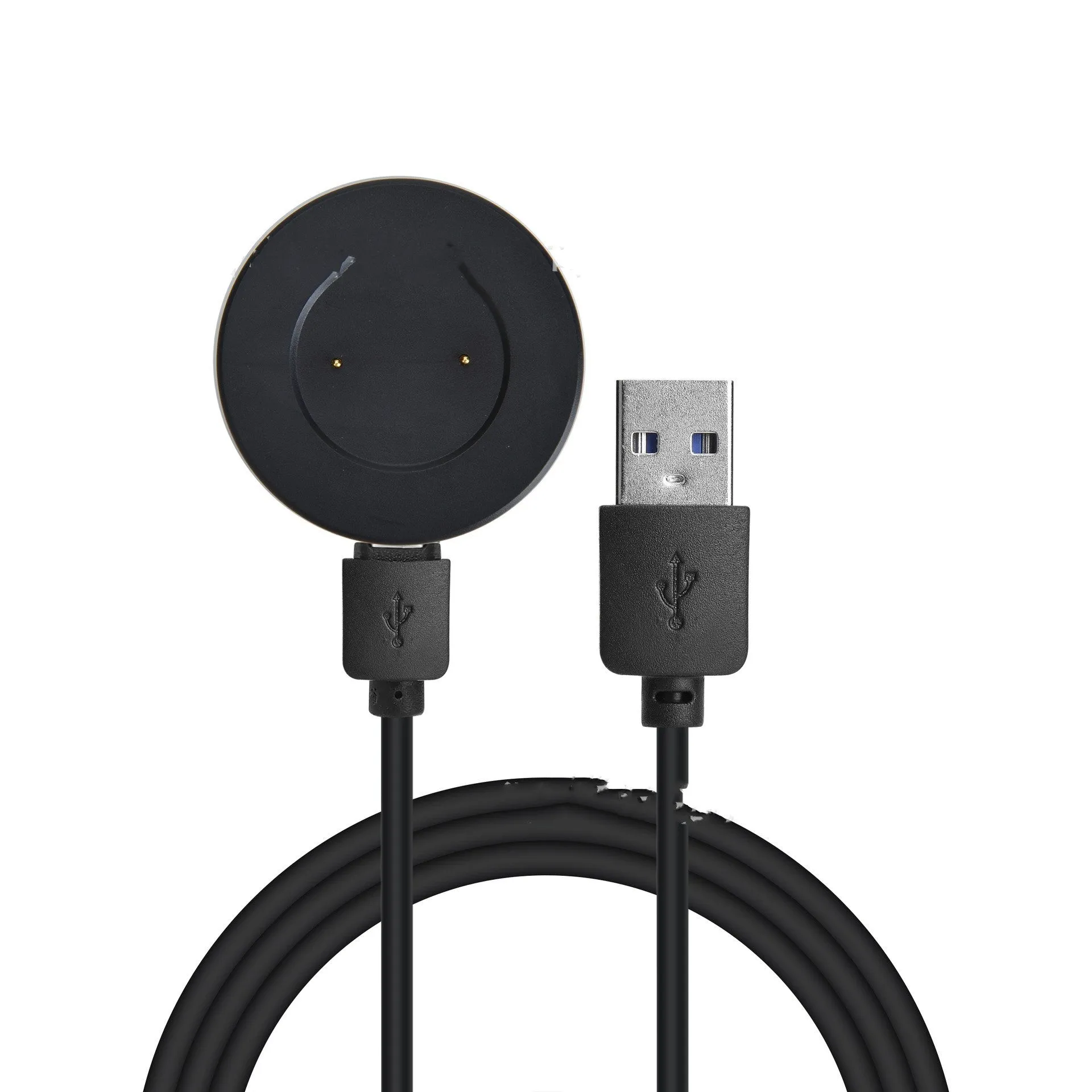 Smart watch magnetic charger base in black with Type-C interface, 40x10mm size on a desk