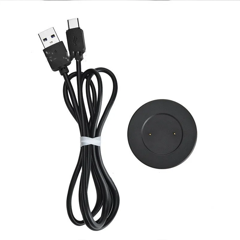 Smart watch magnetic charger base in black with Type-C interface, 40x10mm size on a desk