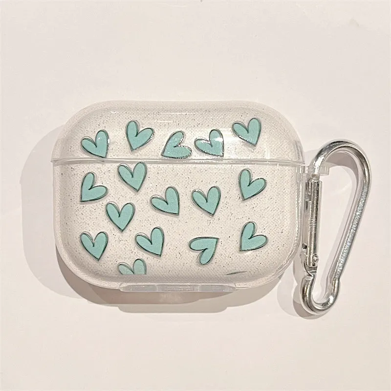 Sparkling pink love TPU headset cover for AirPods 1 2 3 Pro Pro 2 clamshell protective case