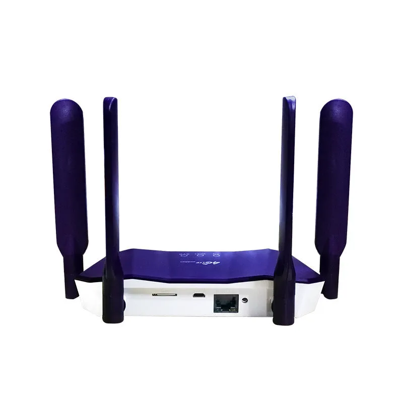 Blue 4G all netcom dual-mode wireless wired router with four extended antennas.