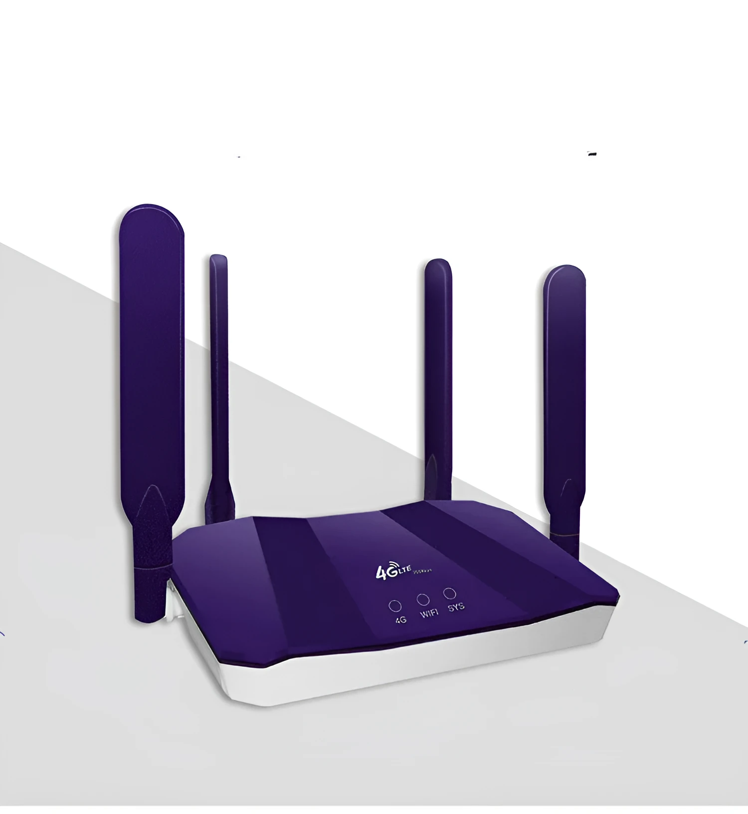 Blue 4G all netcom dual-mode wireless wired router with four extended antennas.