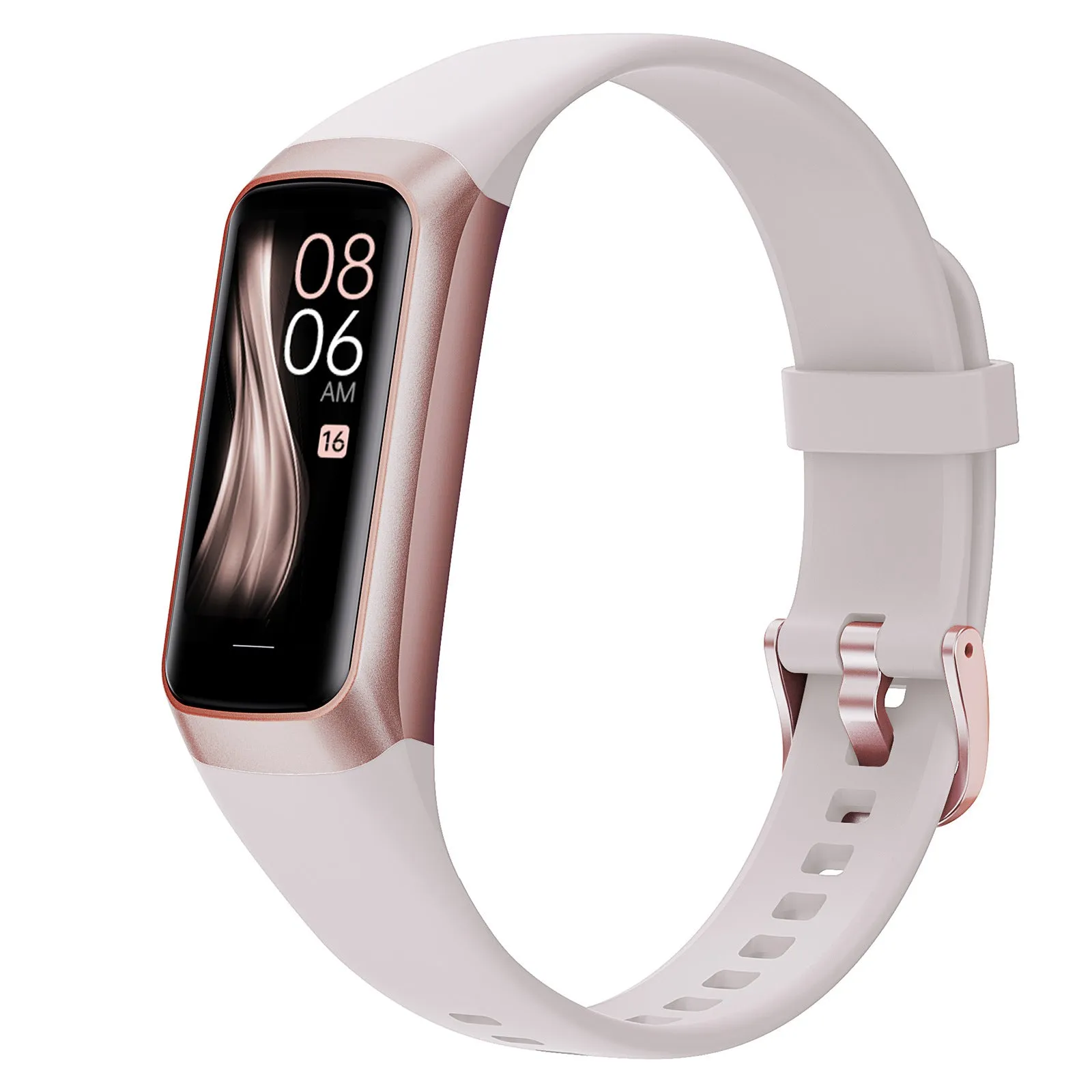 Sports watch with AMOLED screen and silicone strap showing health metrics on display
