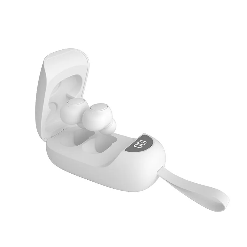 Pro10 true wireless lanyard Bluetooth headset with digital display, white, earbuds with lanyard