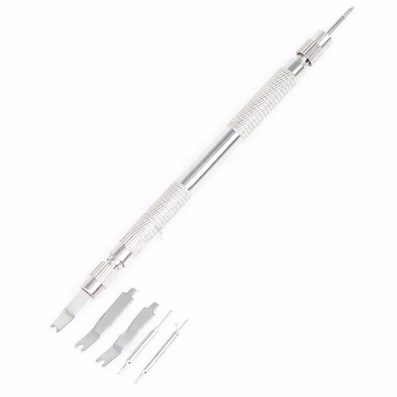 Silver iron double end detachable watch earbuds 5-piece set with spare needles in OPP bag
