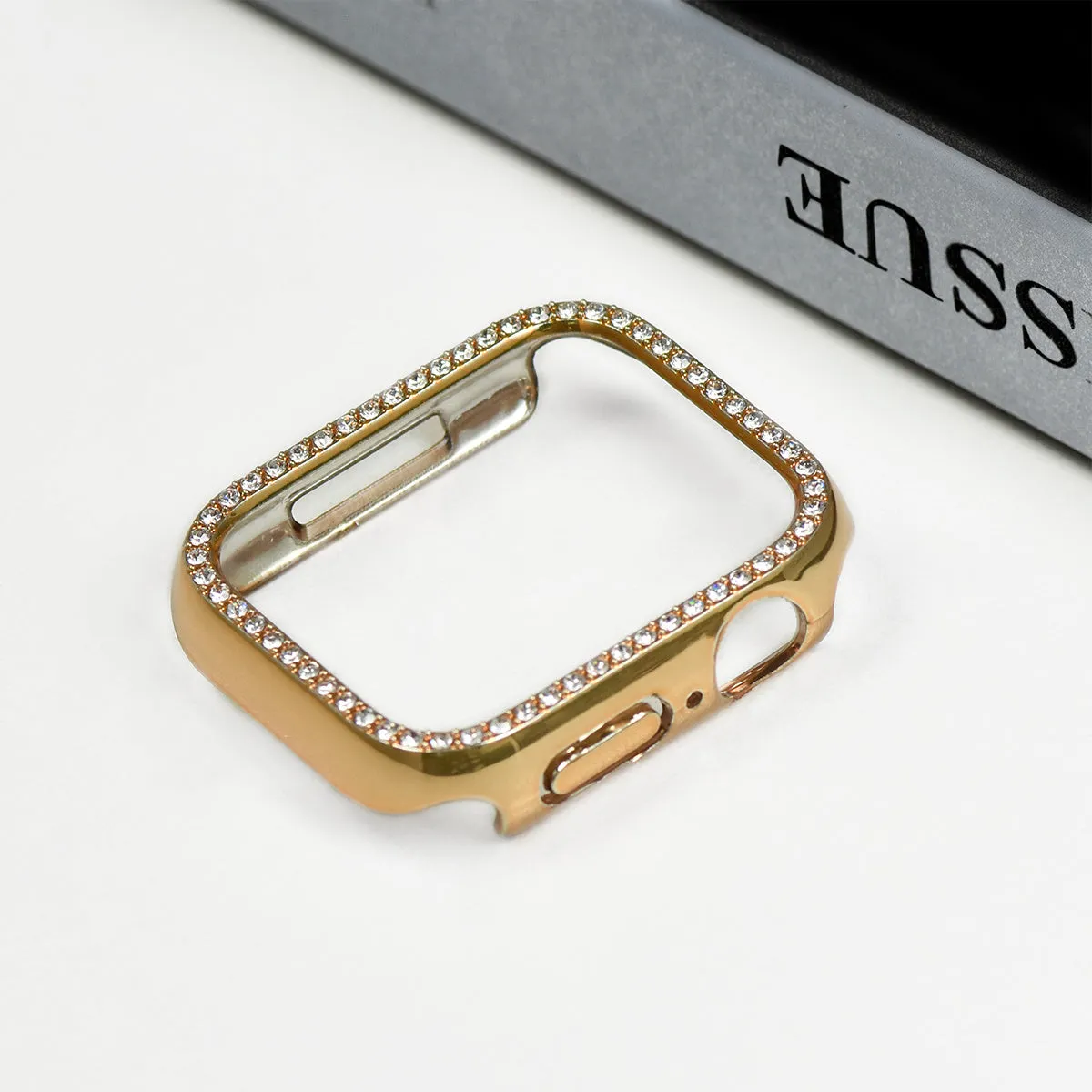 Apple Watch bezel case with diamond inlay in black for 44mm model