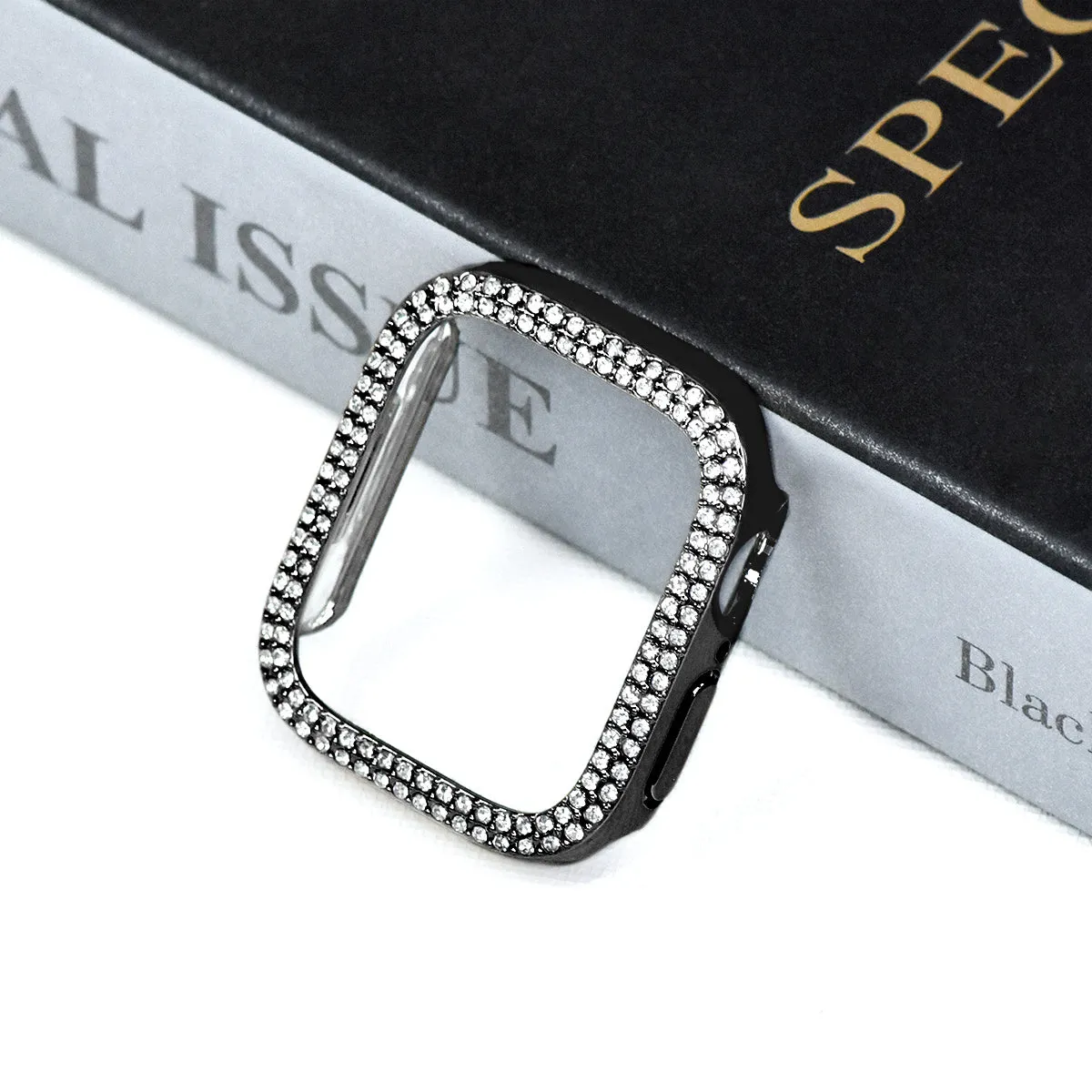 Apple Watch bezel case with diamond inlay in black for 44mm model