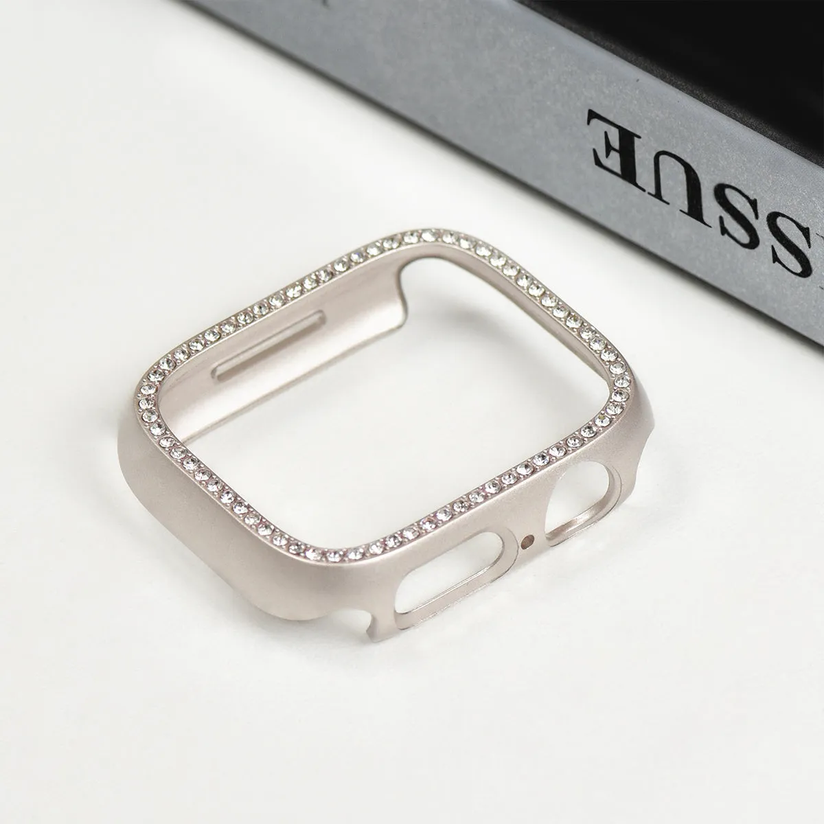 Apple Watch bezel case with diamond inlay in black for 44mm model