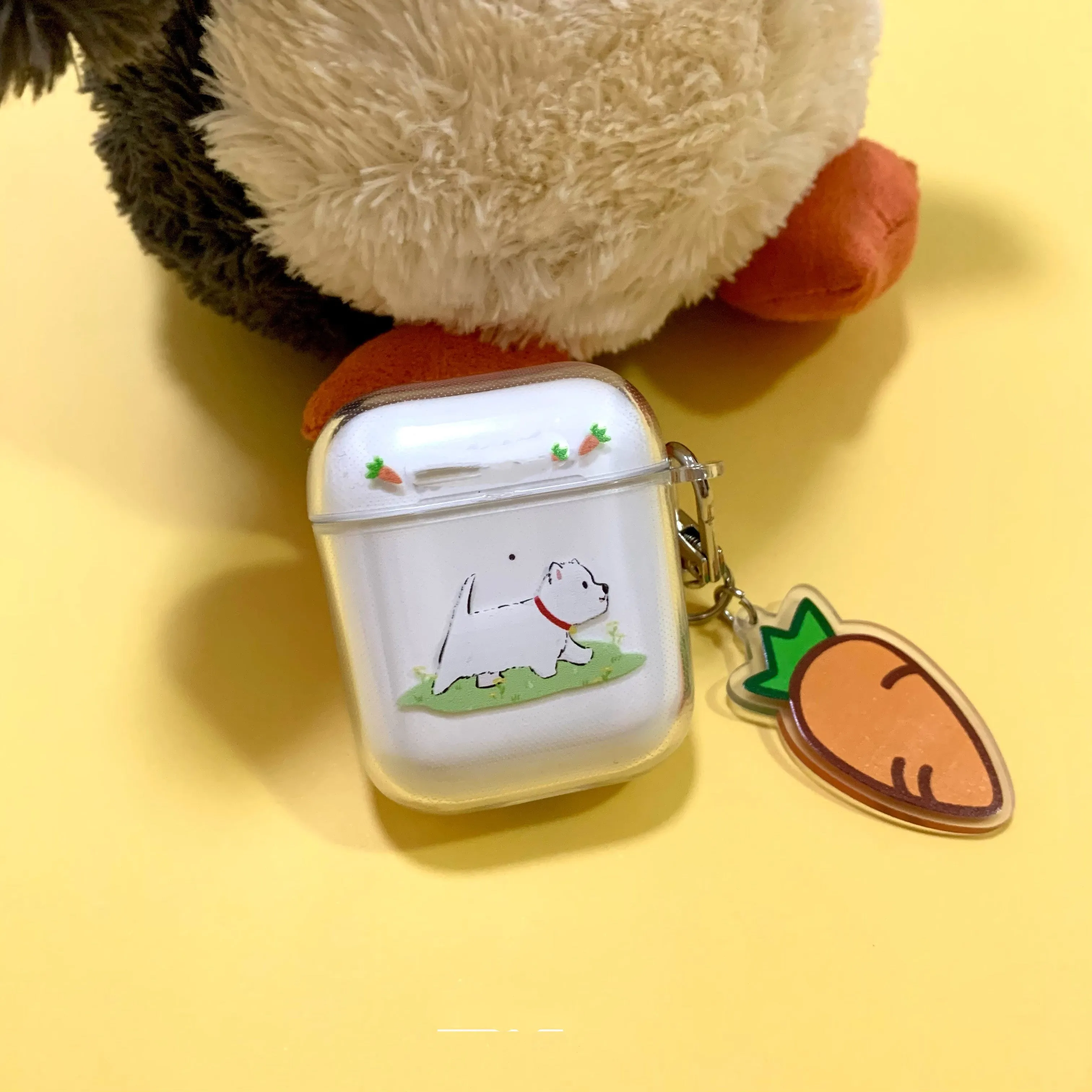 West Highland dog TPU headphone cover for Apple AirPods case with pendant in Leash Puppy colour