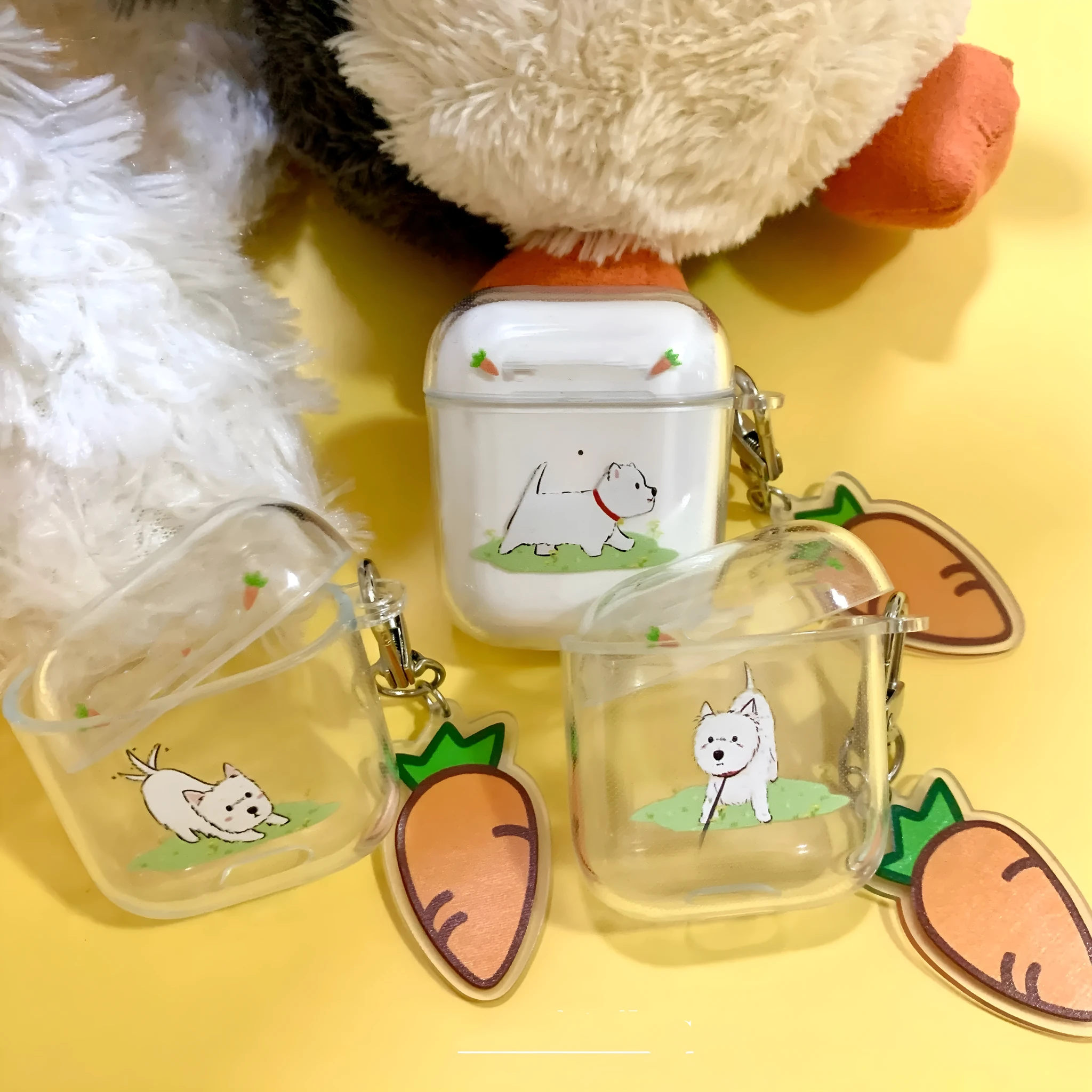 West Highland dog TPU headphone cover for Apple AirPods case with pendant in Leash Puppy colour