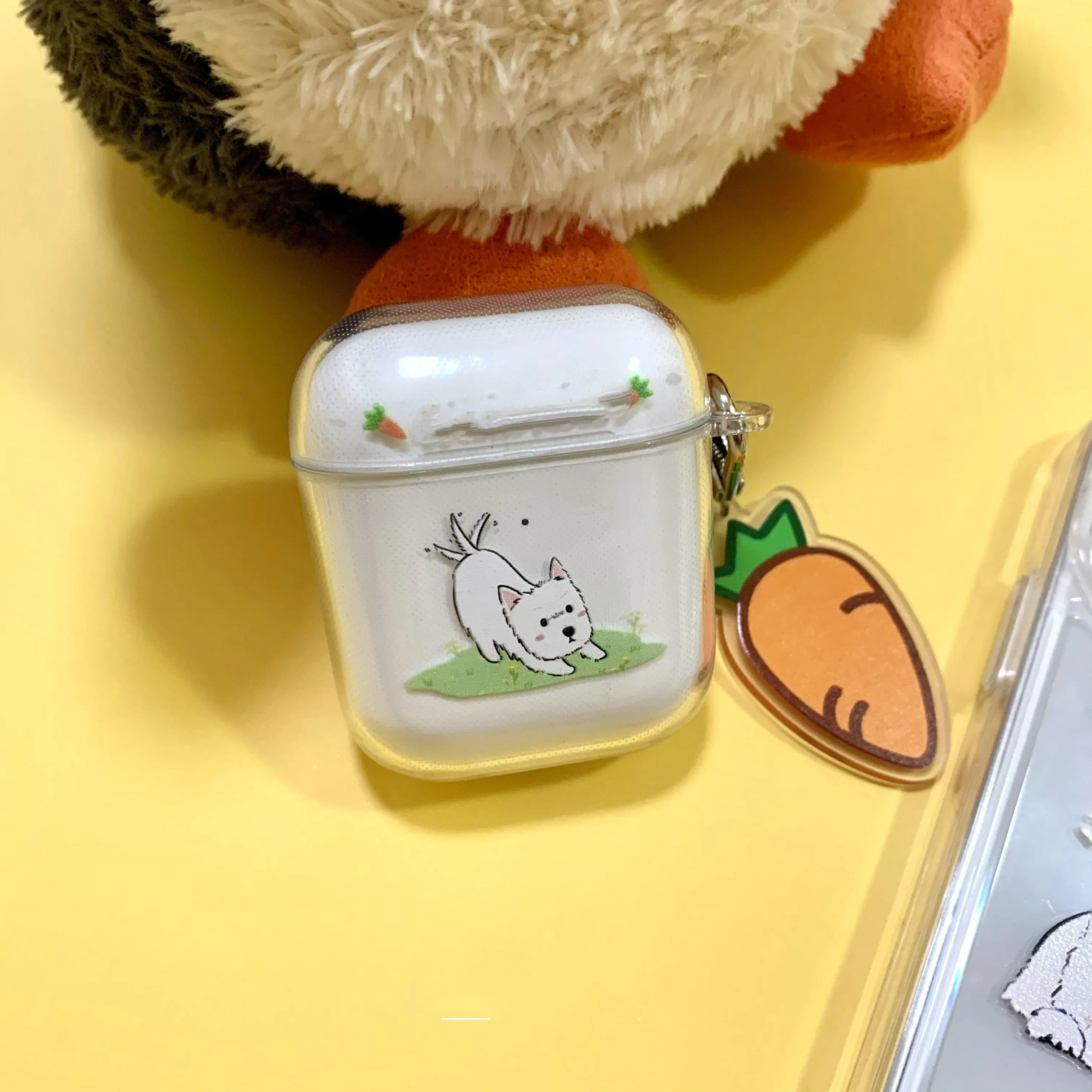 West Highland dog TPU headphone cover for Apple AirPods case with pendant in Leash Puppy colour