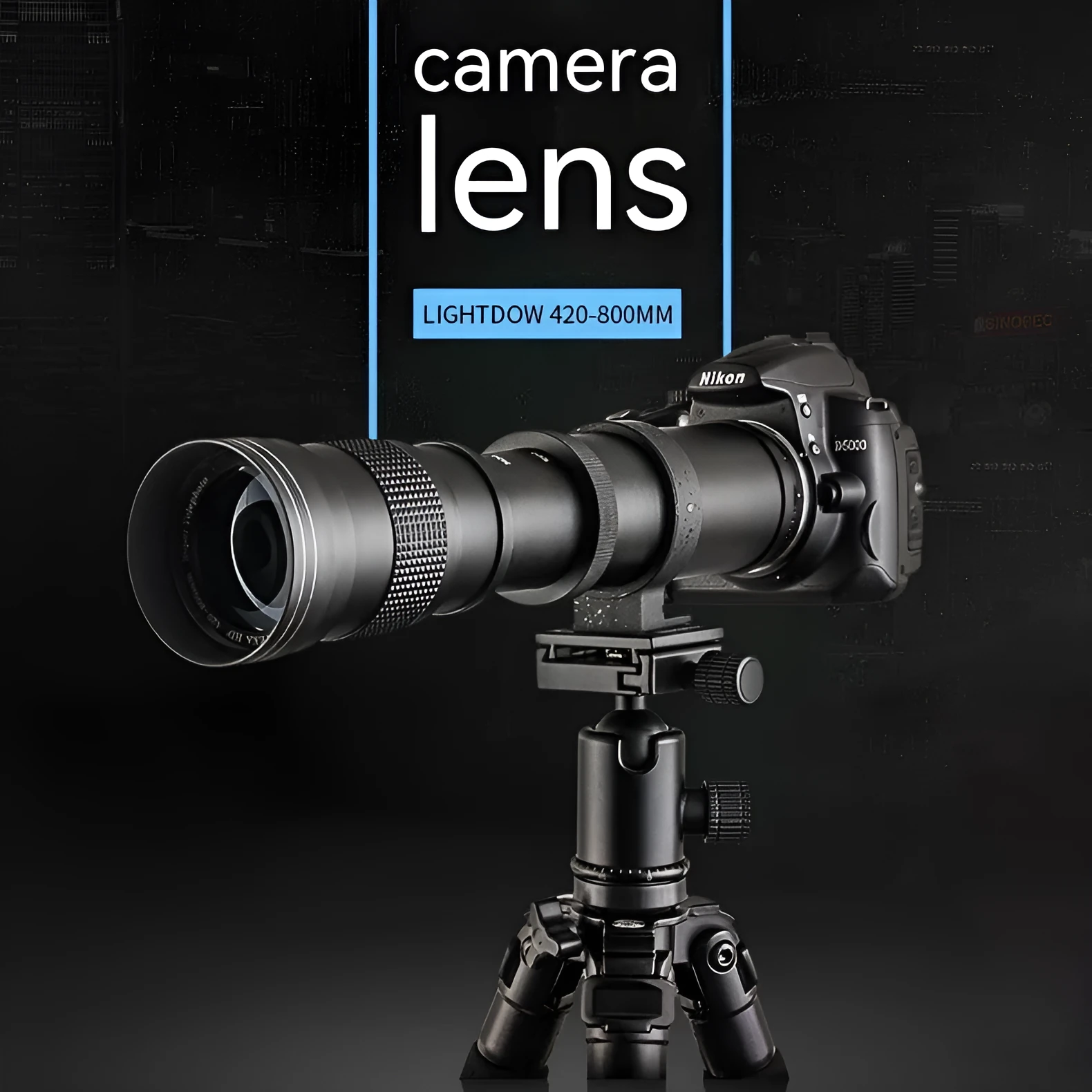 420-800mm manual focus telephoto zoom camera lens with metal barrel and 67mm filter thread