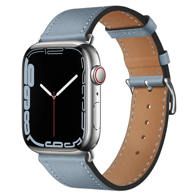 Creative Men's Leather Watch Strap for Apple Watch, Genuine Leather Band with Protective Case and Water Condensation Film, Available in Multiple Colours and Sizes 38mm to 49mm, Black, Brown, Navy Blue, Orange Options
