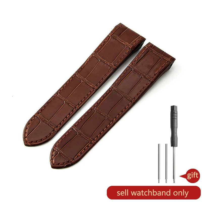 Santos 100 leather watch band 20mm black no buckle