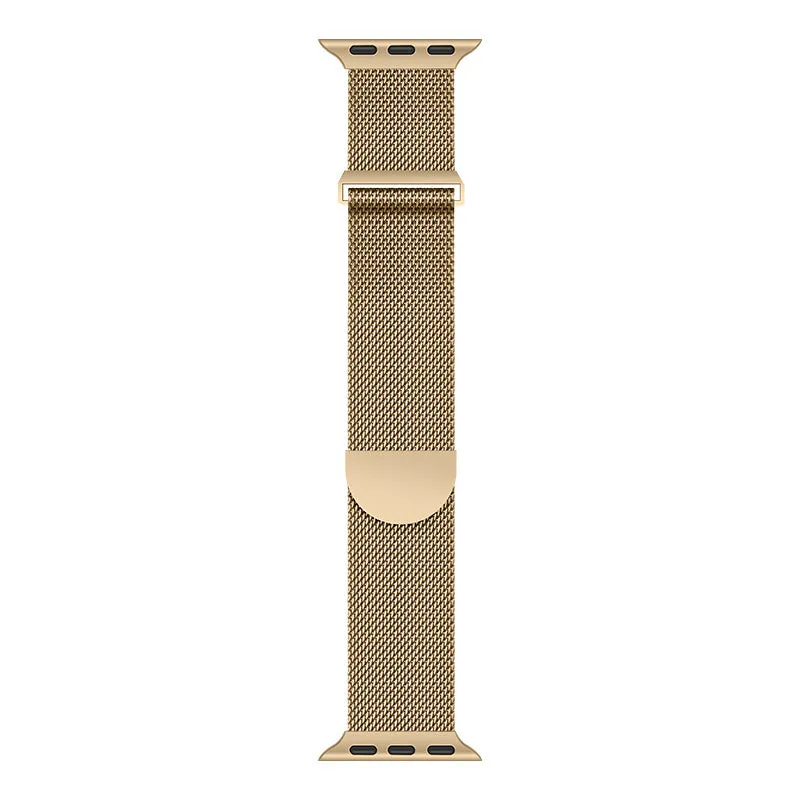 Stainless steel watch band for Apple Watch 1-8 SE Ultra in starlight colour on a wrist