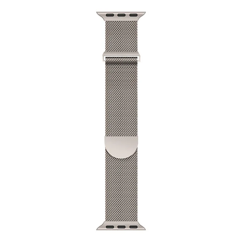 Stainless steel watch band for Apple Watch 1-8 SE Ultra in starlight colour on a wrist