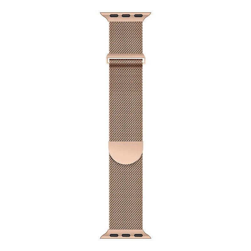 Stainless steel watch band for Apple Watch 1-8 SE Ultra in starlight colour on a wrist