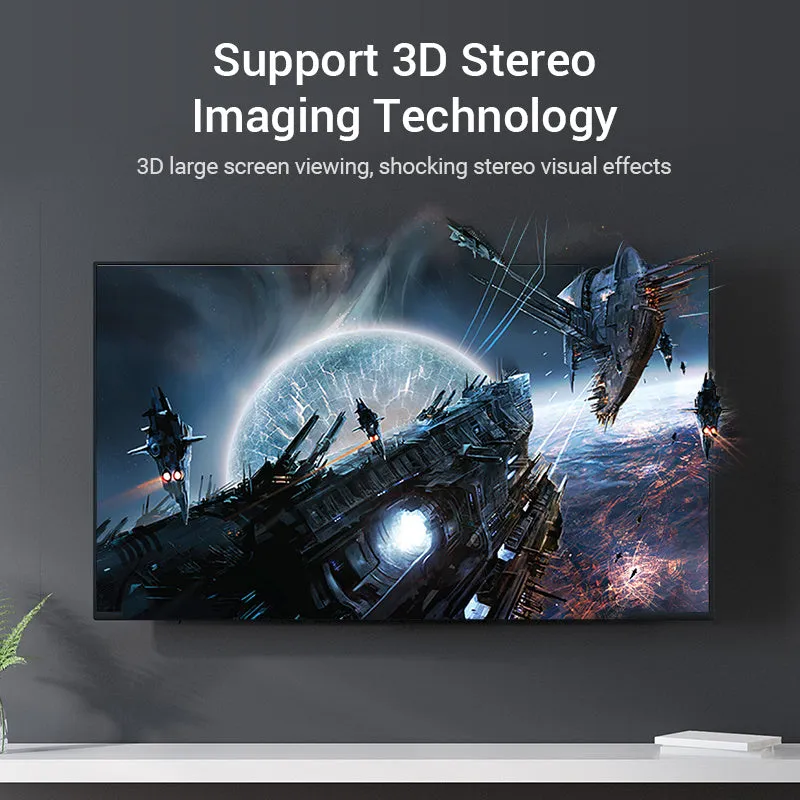 Grey three-in-one-out HDMI switcher with remote control and 4K 30Hz support