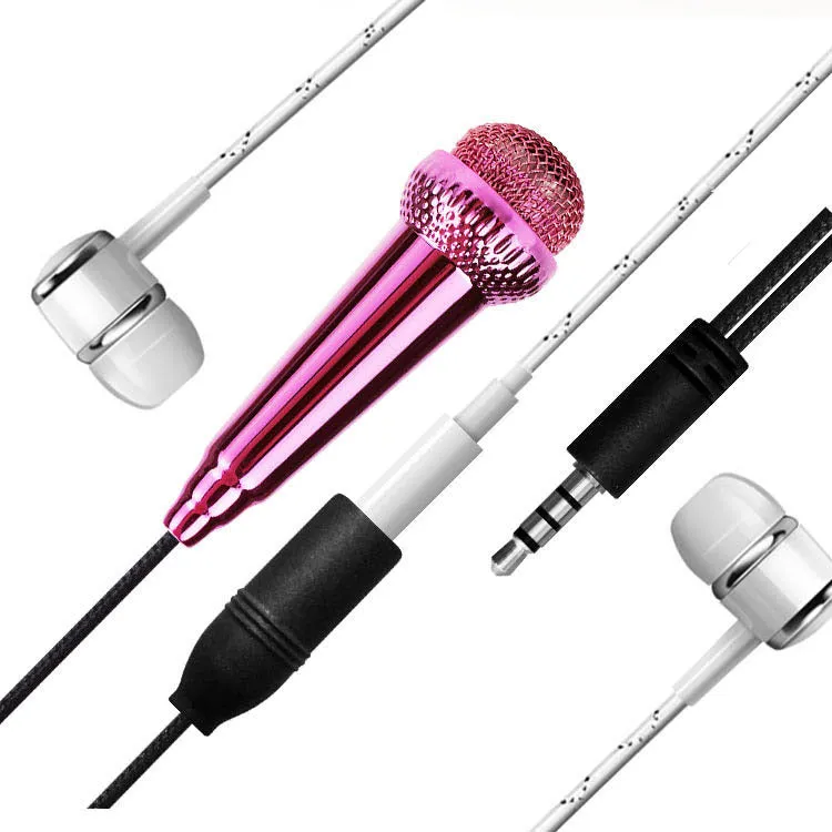Mobile phone microphone capacitor with braided wire plastic body, 53mm by 16mm, in four colours