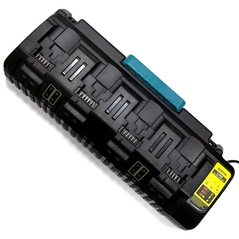 Black four-port multi-function fast charger for electric tools with 14.4V-18V output and 12A total current